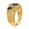 LARGE .90CT DIAMOND AAA SAPPHIRE 14K YELLOW GOLD PEAR SHAPE ROUND MULTI BAR RING