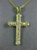 ANTIQUE .30CT DIAMOND 14KT YELLOW GOLD 3D CLASSIC CROSS FLOATING PENDANT #2891