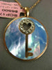 LARGE .10CT DIAMOND & AAA BLUE MOTHER OF PEARL 14KT ROSE GOLD 3D HEART PENDANT