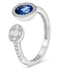 1.06CT DIAMOND & AAA SAPPHIRE 14KT WHITE GOLD OVAL SOLITAIRE HALO TENSION RING