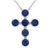 LARGE 2.17CT DIAMOND & AAA SAPPHIRE 14KT WHITE GOLD CLASSIC ROUND CROSS NECKLACE