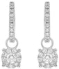 ESTATE .93CT DIAMOND 14KT WHITE GOLD CLASSIC FLOWER HUGGIE FUN HANGING EARRINGS