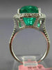 ESTATE EXTRA LARGE 8.39CT DIAMOND & AAA EMERALD 18KT WHITE GOLD ENGAGEMENT RING