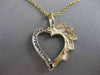ESTATE DIAMOND 14K WHITE YELLOW GOLD OPEN HEART PENDANT + CHAIN 27MM #20162