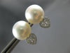 LARGE .29CT DIAMOND AAA TAHITIAN PEARL 18KT WHITE GOLD HEART SHAPE STUD EARRINGS