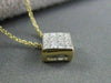 ESTATE .39CT INVISIBLE DIAMOND SQUARE 14K YELLOW GOLD PENDANT 18" CHAIN  #15617