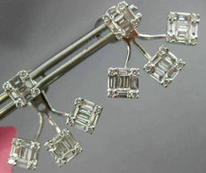 ESTATE LARGE .39CT DIAMOND 18K WHITE GOLD FLOWER FOUR STONE STUD JACKET EARRINGS