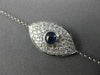 ESTATE WIDE .82CT DIAMOND & AAA SAPPHIRE 18K WHITE GOLD EVIL EYE LUCKY BRACELET