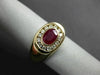 ESTATE 1.20CT DIAMOND & AAA RUBY 14K YELLOW GOLD 3D OVAL BEZEL CLASSIC MENS RING
