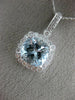 ESTATE LARGE 3.12CT DIAMOND & AAA AQUAMARINE 14KT WHITE GOLD FILIGREE PENDANT