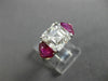 ESTATE LARGE GIA 6.28CT DIAMOND & AAA RUBY 18KT WHITE GOLD 3D ENGAGEMENT RING