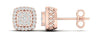.25CT DIAMOND 14K ROSE GOLD CLASSIC INVISIBLE SQUARE HALO FILIGREE STUD EARRINGS