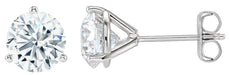 ESTATE 3.11CT DIAMOND 18K WHITE GOLD ROUND CLASSIC 3 PRONG MARTINI STUD EARRINGS