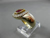 ESTATE WIDE 1.12CT DIAMOND & AAA RUBY 14KT TWO TONE GOLD SEMI MOON RING #11184
