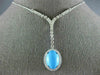 ANTIQUE 8.95CT DIAMOND & AAA TURQUOISE 14K WHITE GOLD OVAL LARIAT NECKLACE #2555