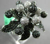 ESTATE EXTRA LARGE 4.65CT WHITE & BLACK DIAMOND 14KT WHITE GOLD 3D FLOWER RING