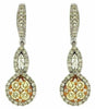 1.58CT WHITE & FANCY YELLOW DIAMOND 14KT WHITE GOLD 3D CLUSTER HANGING EARRINGS
