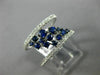 ESTATE WIDE .98CT DIAMOND & AAA SAPPHIRE 14K WHITE GOLD CLUSTER ANNIVERSARY RING