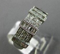 ESTATE .78CT ROUND & BAGUETTE DIAMOND 18KT WHITE GOLD MULTI ROW ANNIVERSARY RING