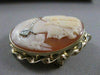 LARGE ANTIQUE DIAMOND HABILLE LADY CAMEO 14KT YELLOW GOLD PIN PENDANT #21229