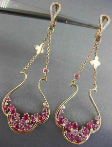 ESTATE 2.33CT DIAMOND & AAA MULTI GEM 14KT ROSE GOLD FLOWER CHANDELIER EARRINGS