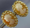 ANTIQUE 14K YELLOW GOLD 3D CLASSIC LADY CAMEO FILIGREE PUSH BACK EARRINGS #20155