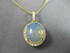 ESTATE 3.73CT DIAMOND & AAA OPAL 14KT YELLOW GOLD 3D CLASSIC OVAL HALO PENDANT