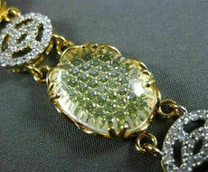 ESTATE WIDE 2.25CT DIAMOND & YELLOW TOPAZ 18KT TWO TONE GOLD 3D OVAL BRACELET