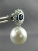 ESTATE 1.55CT DIAMOND AAA SAPPHIRE & SOUTH SEA PEARL 18KT WHITE GOLD 3D EARRINGS