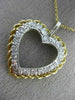 ANTIQUE LARGE .66CT OLD MINE DIAMOND 14KT 2TONE GOLD OPEN HEART PENDANT #20124