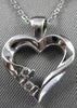 SMALL ESTATE DIAMOND 14KT WHITE GOLD OPEN LOVE HEART PENDANT + CHAIN #14MMx15MM