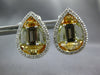 8.22CT DIAMOND & MULTI COLOR TOPAZ 14KT WHITE GOLD 3D TEAR DROP CLIP ON EARRINGS
