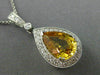 ESTATE 4.48CT DIAMOND & AAA YELLOW SAPPHIRE 14K WHITE GOLD PEAR SHAPE NECKLACE