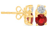 1.55CT DIAMOND & AAA RUBY 14KT YELLOW GOLD ROUND DOUBLE SOLITAIRE STUD EARRINGS