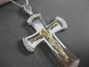 ESTATE EXTRA LARGE .45CT DIAMOND 14K WHITE & YELLOW GOLD 3D CROSS PENDANT #12476