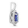 ESTATE .96CT DIAMOND & AAA TANZANITE 14KT WHITE GOLD OVAL HALO FLOATING PENDANT