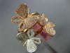 ESTATE LARGE .74CT WHITE & PINK DIAMOND 18KT WHITE & ROSE GOLD 3D BUTTERFLY RING