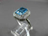 ESTATE LARGE 3.20CT DIAMOND & AAA BLUE TOPAZ 14KT WHITE GOLD 3D EMERALD CUT RING