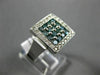 ESTATE LARGE .88CT WHITE & BLUE DIAMONDS 14KT WHITE GOLD SQUARE CLUSTER FUN RING