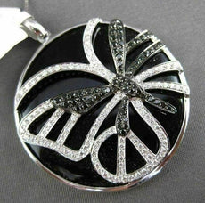 ESTATE MASSIVE 20.14CT ONYX & DIAMOND 18KT WHITE & BLACK GOLD CIRCULAR PENDANT