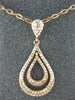 ESTATE .38CT ROUND DIAMOND 14KT ROSE GOLD 3D CLASSIC TEAR DROP FLOATING PENDANT