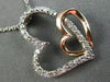 ESTATE .43CT DIAMOND 14K WHITE & ROSE GOLD 3D DOUBLE HEART LOVE FLOATING PENDANT
