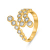 WIDE .90CT DIAMOND 14KT YELLOW GOLD 3D ROUND BEZEL 3 ROW CRISS CROSS LOVE RING