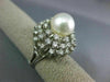 ANTIQUE LARGE 1.25CT DIAMOND & AAA SOUTH SEA PEARL 14KT WHITE GOLD 3D RING #848