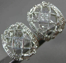 ESTATE WIDE 1.08CT DIAMOND 14KT WHITE GOLD 3D FILIGREE ETOILE HANGING EARRINGS