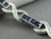 ESTATE 5.29CT DIAMOND & AAA SAPPHIRE 14KT WHITE GOLD 3D X LOVE TENNIS BRACELET