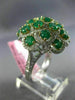 ESTATE LARGE 4.87CT DIAMOND & AAA EMERALD 18KT 2 TONE GOLD FLOWER CLUSTER RING