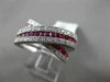 ESTATE WIDE 1.65CT DIAMOND & RUBY 14KT WHITE GOLD FILIGREE CRISS CROSS LOVE RING