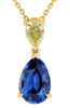 3.08CT FANCY YELLOW DIAMOND & AAA SAPPHIRE 14KT YELLOW GOLD PEAR SHAPE NECKLACE