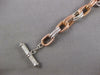 ESTATE LONG .96CT DIAMOND 14KT WHITE & ROSE GOLD OVAL LINK TOGGLE LOVE BRACELET